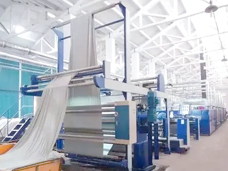 Textile fabric finishing production line in factory