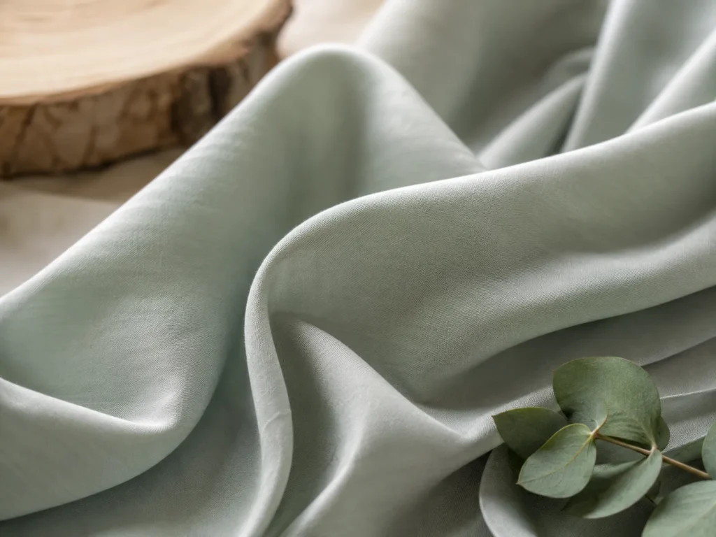 Tencel Lyocell fabric made from wood-based fibers showing soft smooth drape and natural textile texture